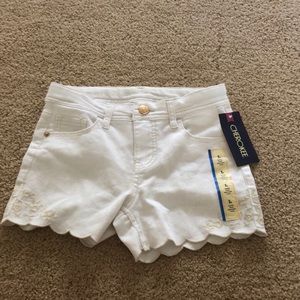 Kids white jean shorts